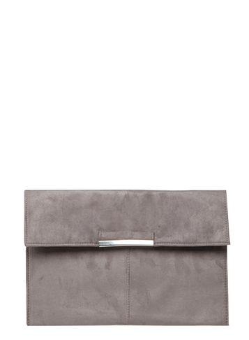 Dorothy Perkins Grey Faux Suede Tab Clutch