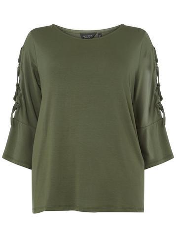 Dorothy Perkins *dp Curve Khaki Lattice Sleeve T-shirt