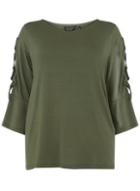 Dorothy Perkins *dp Curve Khaki Lattice Sleeve T-shirt