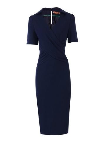 *jolie Moi Navy Collar Pencil Dress