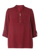 Dorothy Perkins Dp Curve Berry Notch Neck Zip Shirt