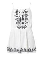 Dorothy Perkins *dp Beach White And Navy Trim Playsuit