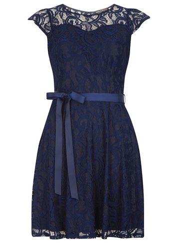 Dorothy Perkins *billie & Blossom Navy Lace Fit And Flare Dress