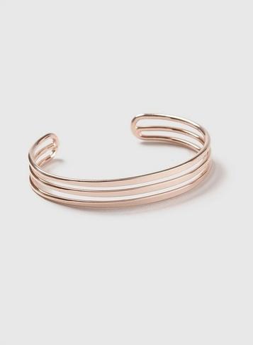 Dorothy Perkins Rose Gold Three Row Metal Cuff Wristwear