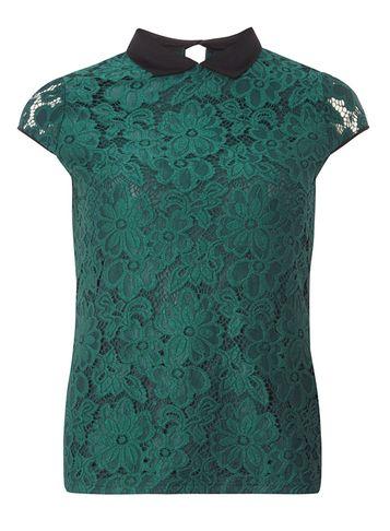 Dorothy Perkins Green Daisy Collar T-shirt