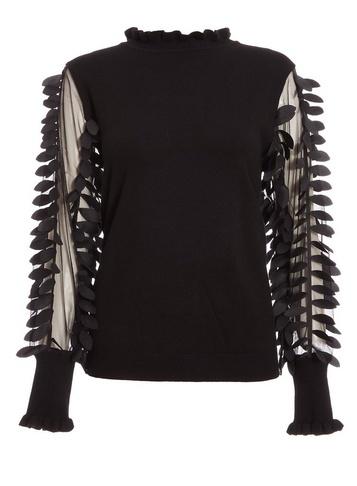 *quiz Black Knit Mesh Leaf Design Jumper
