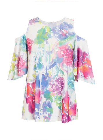 Dorothy Perkins *quiz White And Pink Cold Shoulder Top