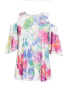 Dorothy Perkins *quiz White And Pink Cold Shoulder Top