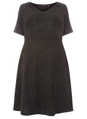 Dorothy Perkins *dp Curve Black Metallic Fit And Flare Dress