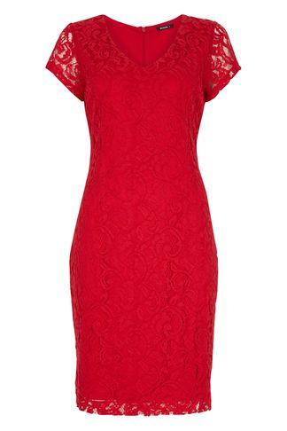 Dorothy Perkins *roman Originals Red V-neck Lace Shift Dress