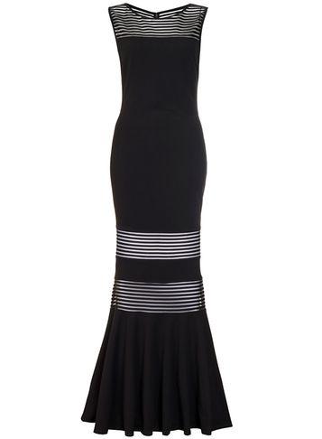 Dorothy Perkins *quiz Black Mesh Insert Maxi Dress