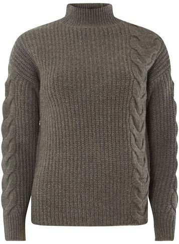 Dorothy Perkins Grey High Neck Cable Jumper