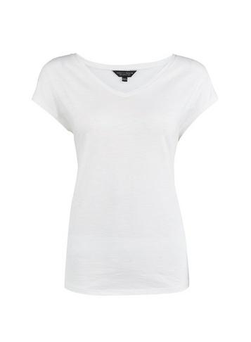 Dorothy Perkins White Slub Button T-shirt