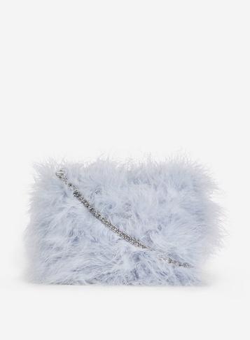 Dorothy Perkins Grey Feather Chain Cross Body Bag