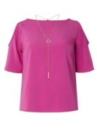 Dorothy Perkins Petite Magenta Necklace Blouse