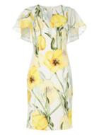 Dorothy Perkins *roman Originals Yellow Floral Print Cape Shift Dress