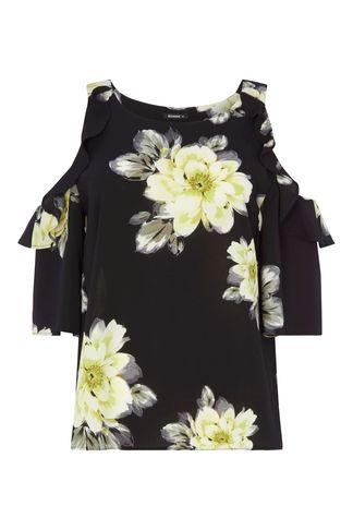 Dorothy Perkins *roman Originals Black Floral Frill Top