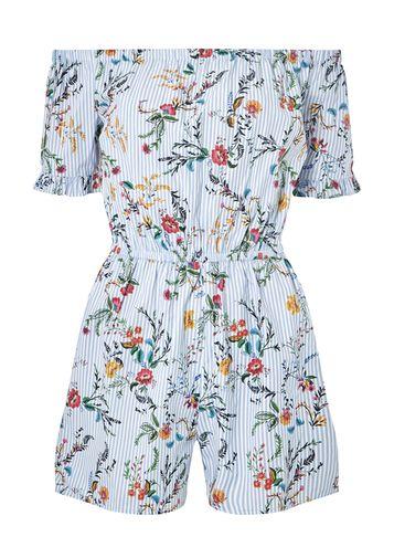 Dorothy Perkins Blue Stripe Floral Bardot Playsuit