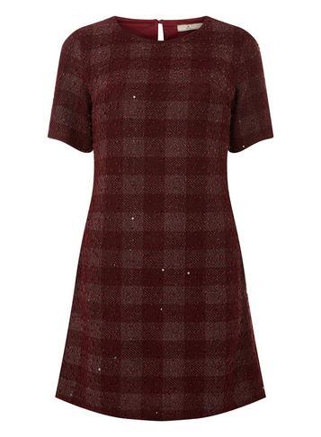 Dorothy Perkins *billie & Blossom Petite Mulberry Sparkle Check Shift Dress