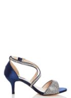 *quiz Wide Fit Blue Satin Low Heels Sandals