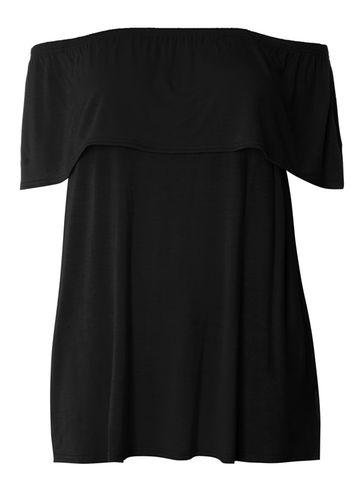 Dorothy Perkins Dp Curve Black Ruffle Bardot Top