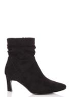 *quiz Black Faux Suede Ruched Point Boots
