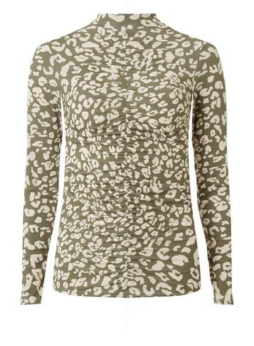 Dorothy Perkins Khaki Animal Print Ruched Front Top