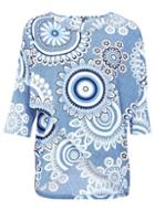 *izabel London Blue Mosaic Print Wrap Front Top