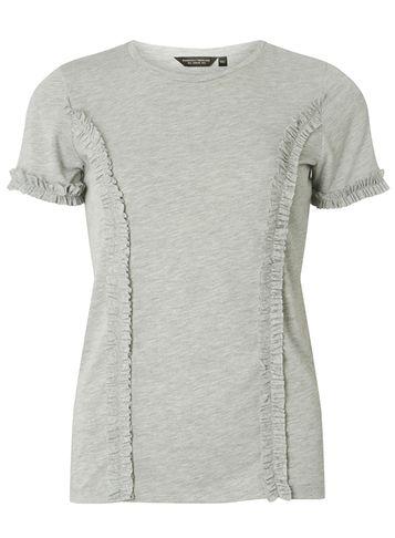 Dorothy Perkins Grey Frill Short Sleeve T-shirt