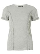 Dorothy Perkins Grey Frill Short Sleeve T-shirt
