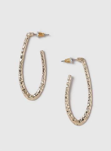 Dorothy Perkins Gold Hammered Textured Hoop Earrings
