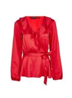 Dorothy Perkins Red Ruffle Wrap Top
