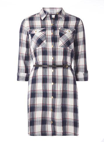 Dorothy Perkins Navy Check Belted Shirt Dress