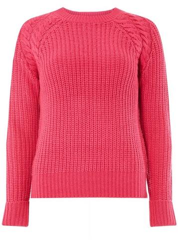 Dorothy Perkins Pink Cable Shoulder Jumper