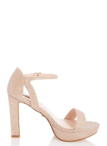 *quiz Rose Gold Shimmer Platform Block Heel Sandals