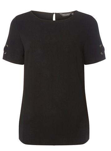 Dorothy Perkins Black Eyelet Trim T-shirt