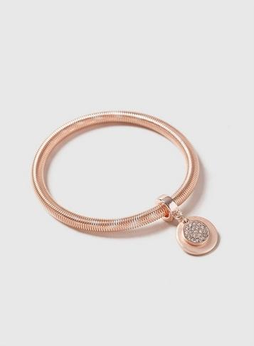Dorothy Perkins Rose Gold Spring Stretch Disc Wristwear