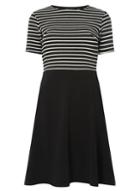 Dorothy Perkins Black Striped Fit And Flare Dress