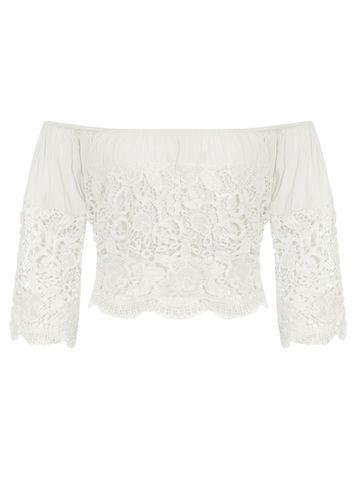 Dorothy Perkins *quiz Cream Crochet Bardot Top