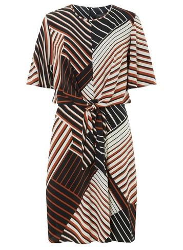 Dorothy Perkins *tall Multi Coloured Stripe Print Knot Front Shift Dress