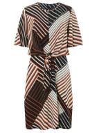 Dorothy Perkins *tall Multi Coloured Stripe Print Knot Front Shift Dress