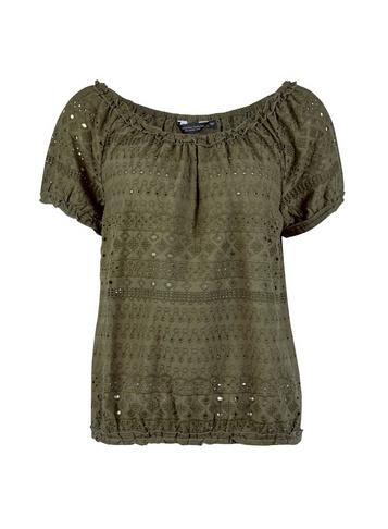 Dorothy Perkins Khaki Broderie Milkmaid Top
