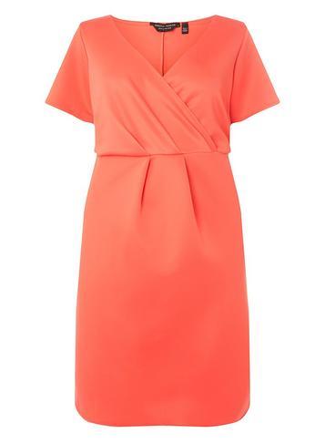 Dorothy Perkins Dp Curve Coral Scuba Wrap Dres