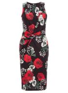 *quiz Multicolour Rose Print Knot Front Dress