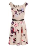 Dorothy Perkins *little Mistress Multi Coloured Petal Print Belted Prom Dress