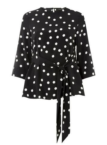Dorothy Perkins *black Half Sleeve Spot Top