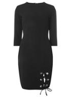 Dorothy Perkins Black Eyelet Tie Hem Bodycon Dress