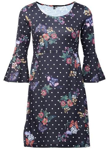 *izabel London Black Floral And Polka Dot Print Dress
