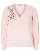 Dorothy Perkins Petite Blush Floral Embroidered Wrap Top