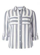 Dorothy Perkins Chambray And Ivory Wide Striped Shirt